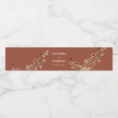 Terracotta Tiny Wildblume Wedding Wasserflaschenetikett (Einzelnes Label)