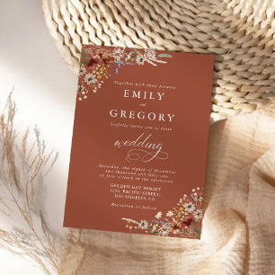 Terracotta Tiny Wildblume Wedding Zeremonie Einladung