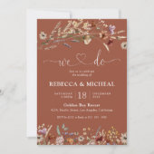 Terracotta Tiny Wildblume Wedding Zeremonie Einladung (Vorderseite)