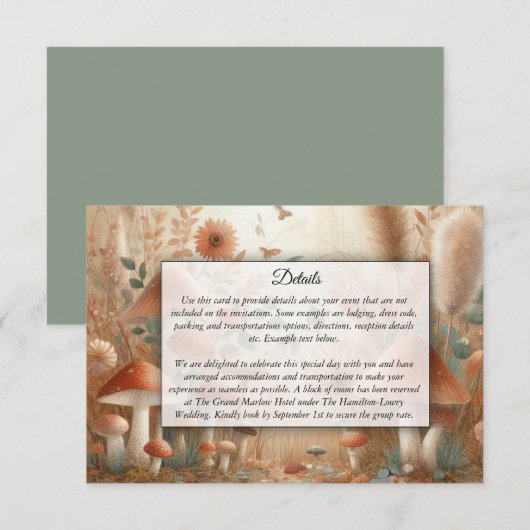 Terracotta Toadstool Magic Wedding Begleitkarte (Vorne/Hinten)