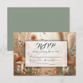 Terracotta Toadstool Magic Wedding RSVP Karte