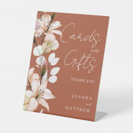 Terracotta Transparente Boho Blumenkarten und Gesc Sockelschild