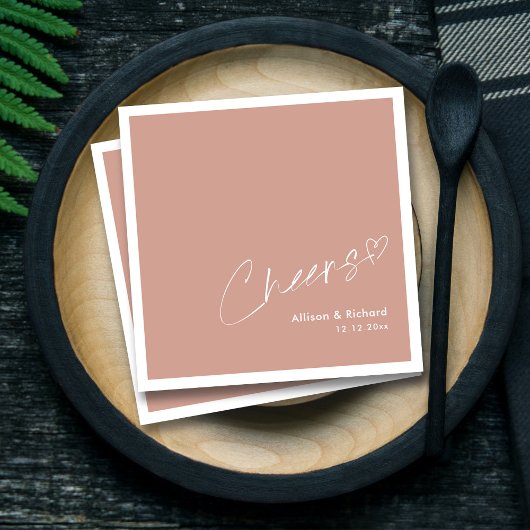 Terracotta Trend! Elegant Handwriting Cheers Serviette