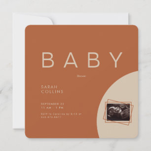 Terracotta Trendy Ultrasound Baby Dusche gerundet Einladung