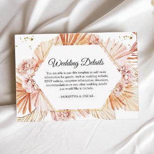 Terracotta-Trockenpalmblättriger Orangenrahmen Begleitkarte