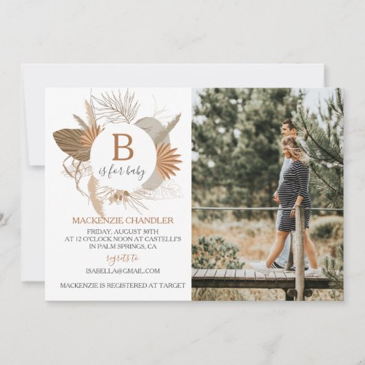 Terracotta Tropical Boho B ist für Baby Foto Einladung (Vorderseite)