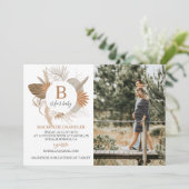 Terracotta Tropical Boho B ist für Baby Foto Einladung (Stehend Vorderseite)