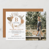 Terracotta Tropical Boho B ist für Baby Foto Einladung (Vorne/Hinten)