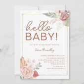 Terracotta Tropical Driving Watercolor Babydusche Einladung (Vorderseite)