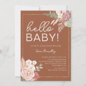 Terracotta Tropical Driving Watercolor Babydusche Einladung (Vorderseite)