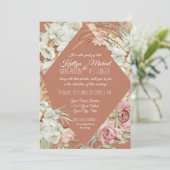 Terracotta Tropical Pampas Grüne Vegetation Einladung (Stehend Vorderseite)