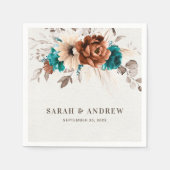 Terracotta turquoise Pampas Grass Rustikale Hochze Serviette (Vorderseite)