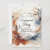 Terracotta Twilight and Navy Blooms Verlobung Einladung (Vorderseite)