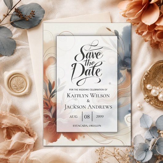 Terracotta Twilight und Navy Blogs Save the Date