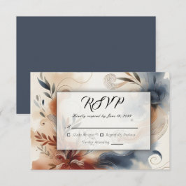 Terracotta Twilight und Navy Blooms Hochzeit RSVP Karte