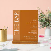 Terracotta Two Tone Wedding Bar Menu Acrylschild (Hochzeit)