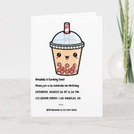 Terracotta Typografie Kawaii Bubble Tee Geburtstag Einladung