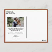 Terracotta Typografy Foto Wedding Vielen Dank Postkarte (Rückseite)