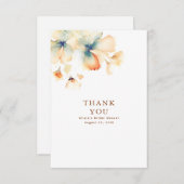 Terracotta und Aquamarin Blue Floral Vielen Dank Dankeskarte (Vorne/Hinten)
