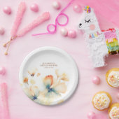 Terracotta und Aquamarine Blume Pappteller (Party)