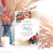 Terracotta und Aquamarine Flora Einladung