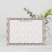 Terracotta und Blue Pattern Flat Notecard Einladung (Stehend Vorderseite)