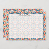 Terracotta und Blue Pattern Flat Notecard Einladung (Vorne/Hinten)