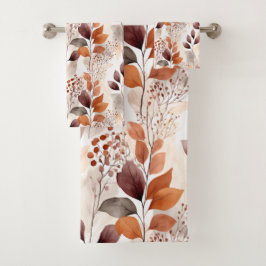 Terracotta- und Burgundy-Herbstlaube | Boho Autumn Badhandtuch Set