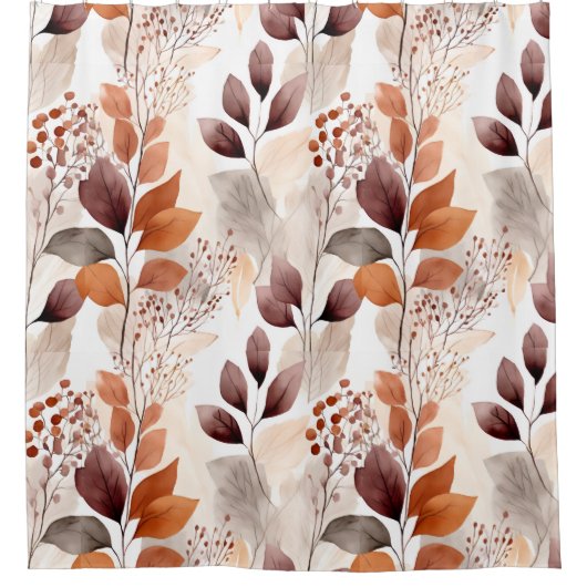 Terracotta- und Burgundy-Herbstlaube | Boho Autumn Duschvorhang (Vorderseite)