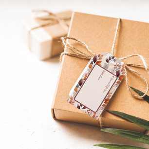 Terracotta- und Burgundy-Herbstlaube Boho Autumn Geschenkanhänger