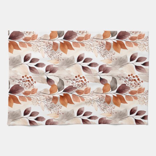 Terracotta- und Burgundy-Herbstlaube | Boho Autumn Geschirrtuch (Horizontal)