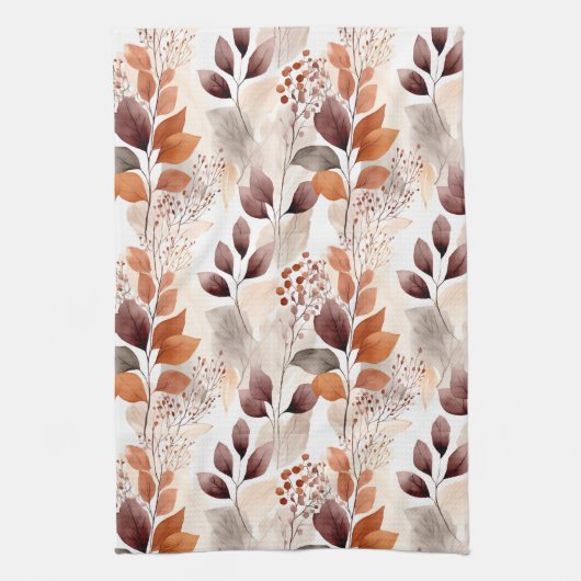 Terracotta- und Burgundy-Herbstlaube | Boho Autumn Geschirrtuch (Vertikal)