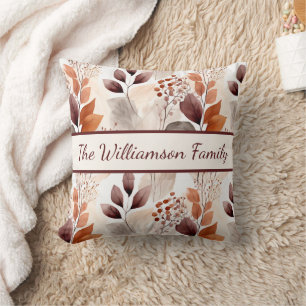 Terracotta- und Burgundy-Herbstlaube Boho Autumn Kissen