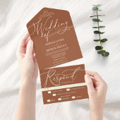 Terracotta und Cream Calligraphy Script Wedding All In One Einladung