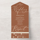 Terracotta und Cream Calligraphy Script Wedding All In One Einladung (Innen)