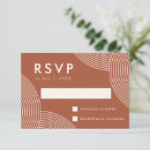 Terracotta und Cream Geometric Swirl Wedding RSVP Karte (Stehend Vorderseite)