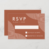 Terracotta und Cream Geometric Swirl Wedding RSVP Karte (Vorne/Hinten)