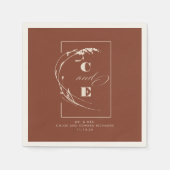 Terracotta und Ecru Modern Wedding Monogram Serviette (Vorderseite)