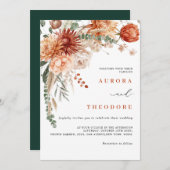 Terracotta und Emerald Green Rustic Floral Wedding Einladung (Vorne/Hinten)