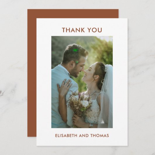 Terracotta und Foto Dankeskarte (Vorne/Hinten)