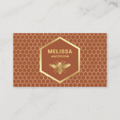Terracotta und Gold Honeycomb Honey Beekeeper Visitenkarte (Vorderseite)