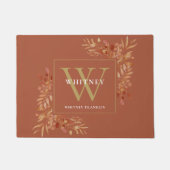 Terracotta und Gold Monogram, rustikal Fußmatte (Vorderseite)