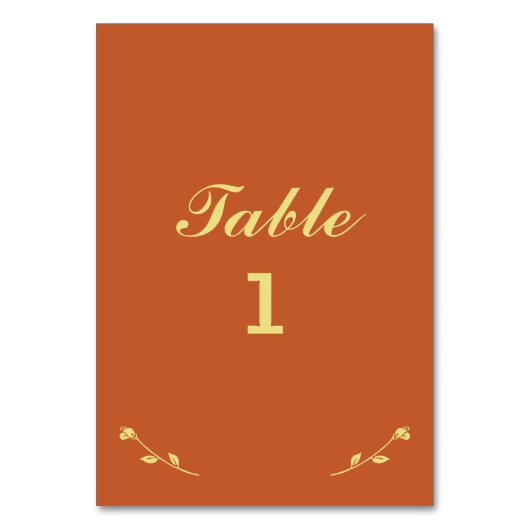 Terracotta und Gold Tischnummer Card (Vorderseite)
