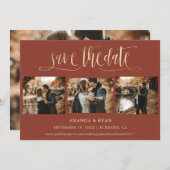 Terracotta und Gold Wedding 4 Foto Save the Date (Vorne/Hinten)