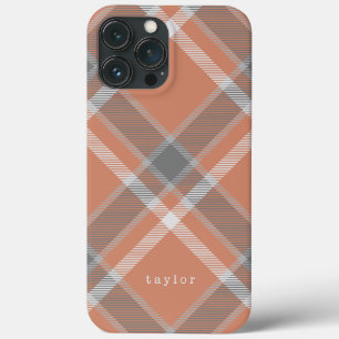 Terracotta und Gray Tartan Kariert mit Name Case-Mate iPhone Hülle