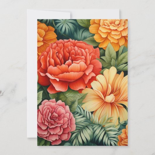 Terracotta und Grüne Hochzeit der Blumen Einladung (Rückseite)