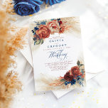 Terracotta und Navy Blue Floral Elegante Hochzeit Einladung<br><div class="desc">Pampasgras,  Terrakotta-Rost-Schattierungen Blume und Marineblau botanische Hochzeitsfeiern</div>