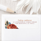 Terracotta und Navy Blue Flowers Fall (Insitu)