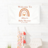 Terracotta und Peach Rainbow Baby Dusche Willkomme Banner (Insitu)