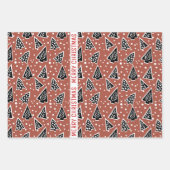 Terracotta und schwarz Mergende Weihnachtsbäume Ur Geschenkpapier Set (Vorderseite 3)